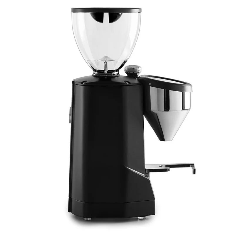 Black Rocket Espresso SUPER FAUSTO grinder from the side.