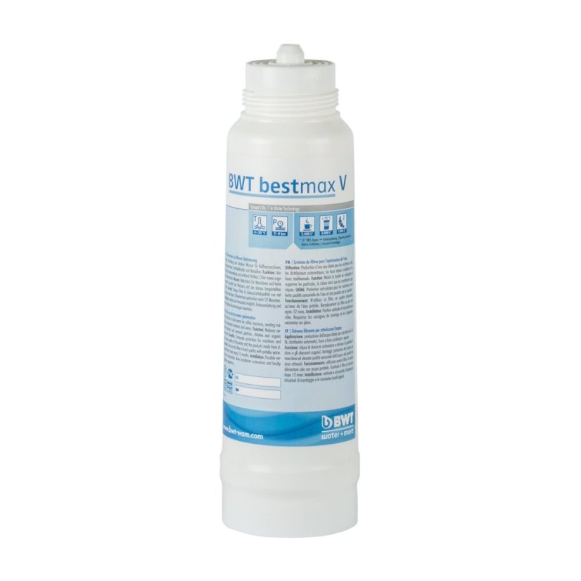 Cartucho de filtrado de agua BWT Bestmax V con capacidad de 2,500 litros.