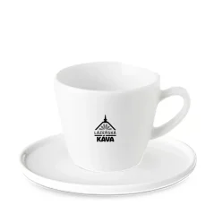 White porcelain cup and saucer, 140 ml capacity.
