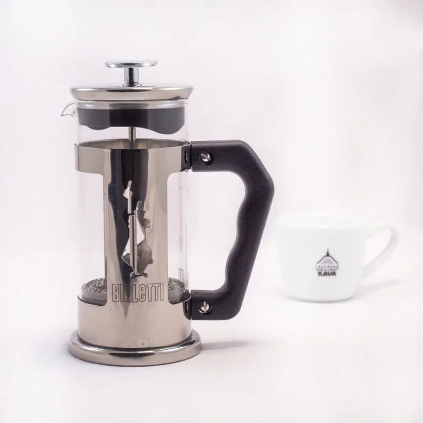 French Press Bialetti Preziosa mit einem Volumen von 350 ml und einem praktischen Kolben für die bequeme Zubereitung von Kaffee.