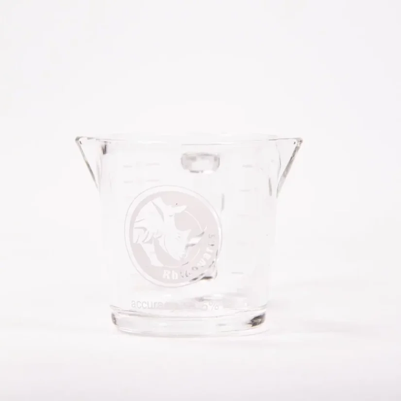 Glasmessbecher für Espressi für Baristas von Rhinowares Double Spout Shot Glass