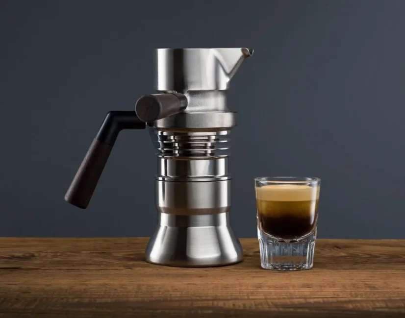 Espresso machine 9Barista on a wooden table.