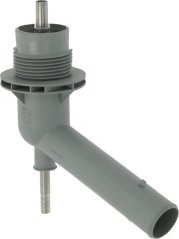 Groe Plastik-Halter fir de Spullarm mat engem Gewend-Krunn an engem Metallstëft uewen.