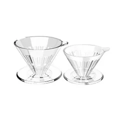 Priehľadný plastový dripper Timemore Crystal Eye 01, ideálny na prípravu 1-2 šálok kávy.