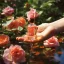 Flacon en verre de 10 ml d'huile essentielle 100 % naturelle de rose avec un parfum floral.