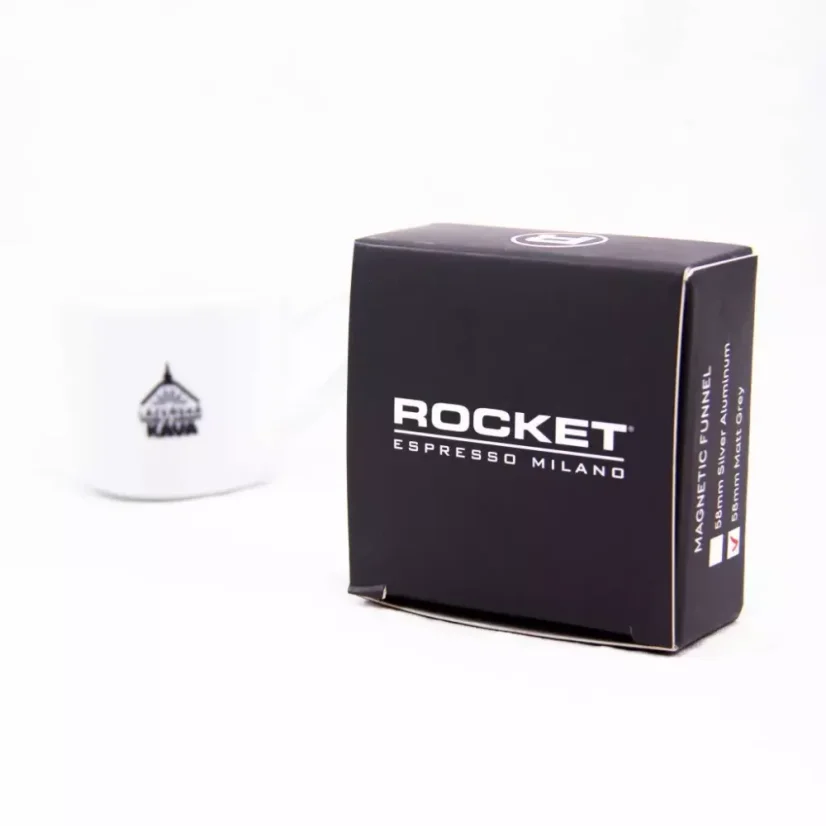 Kaffeetrichter von Rocket Espresso mit einer Größe von 58,55 mm in eleganter schwarzer Farbe.