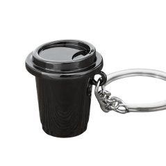 Schwarzer Kaffeebecher ist ein großartiges Geschenk für Kaffee-Liebhaber, der sich einfach an den Schlüsseln befestigen lässt.