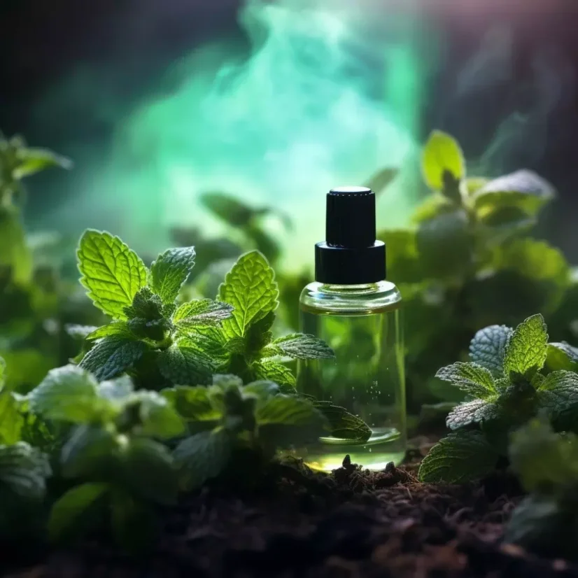 Flacon d'huile essentielle de menthe sauvage 100% naturelle de 10 ml, certifié 100% biologique.