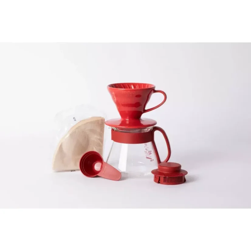 Hario sada V60-01 Pour Over Kit keramický červený
