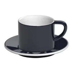 Cappuccino-Tasse mit Untertasse von Loveramics Bond mit einem Volumen von 150 ml in Denim-Farbe, aus hochwertigem Porzellan gefertigt.
