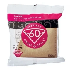 Filtres à café en papier non blanchis Hario V60-03 (100 pièces)