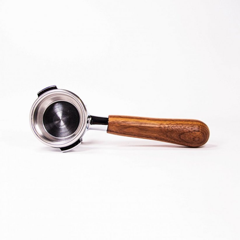 Portafilter double 58 mm with wooden handle walnut.