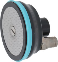 Ugronnungs Kolben Assemblée vun der Grupp ø 45 mm, schwaarze Gummikierper mat tierkise Dichtungsränker a Metallverbindung