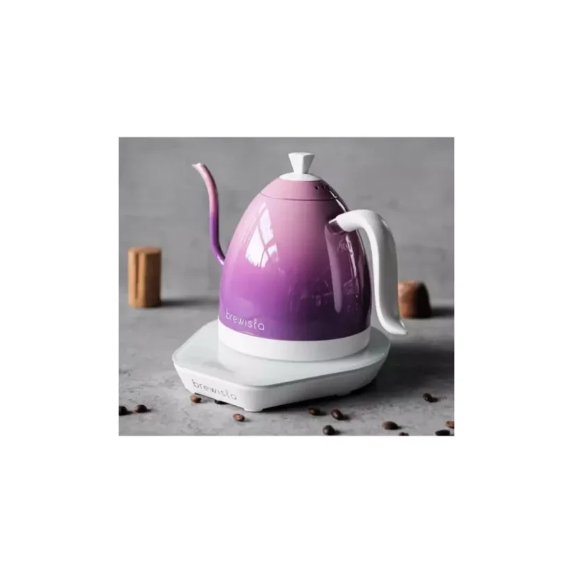 Brewista Artisan Candy Purple est une bouilloire élégante avec une fonction de balance et un chronomètre, idéale pour préparer avec précision votre thé ou café préféré.