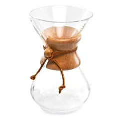 Chemex Classic 10 coffee maker with a wooden handle.