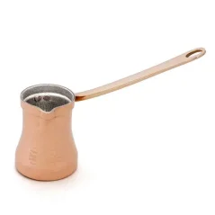 Copper coffee pot designed for brewing 3 cups, silver plated Copper coffee pot designed for brewing 3 cups, silver plated