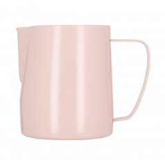 Teflónová kanvička na mlieko Barista Space v ružovej farbe.