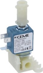Blo elektromagnéitesche Ventil mat flaache Konnektoren a zwee Schlauchuschlëss. Blo elektromagnéitesche Ventil mat flaache Konnektoren a zwee Schlauchuschlëss.