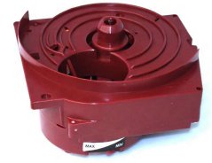 Automatesch Coupe-Spender-Assemblée, eng brong-rout Plastikkappe mat engem Etikett MAX/MIN.