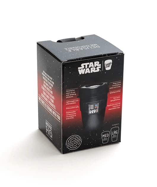 Čierny termohrnček KeepCup StarWars Darth Vader s objemom 340 ml, vyrobený z plastu, ideálny pre fanúšikov Star Wars.