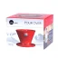 Red plastic pour-over dripper.