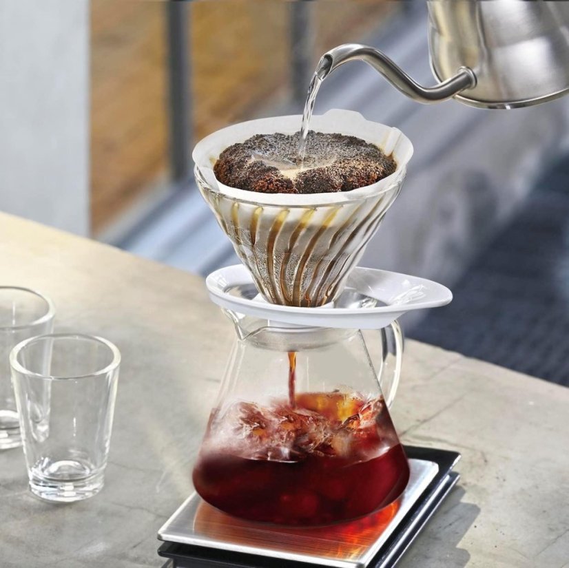 Hario skleněný dripper V60-02 bílý NEW