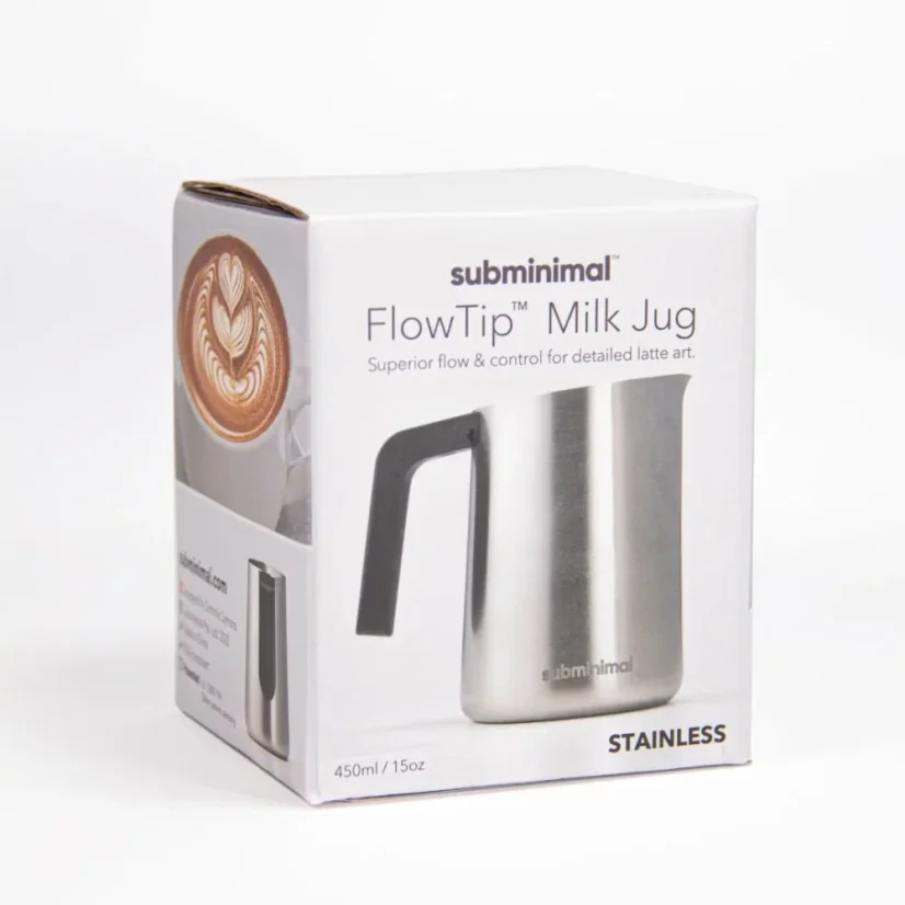 Silver Subminimal Flowtip milk jug in original packaging