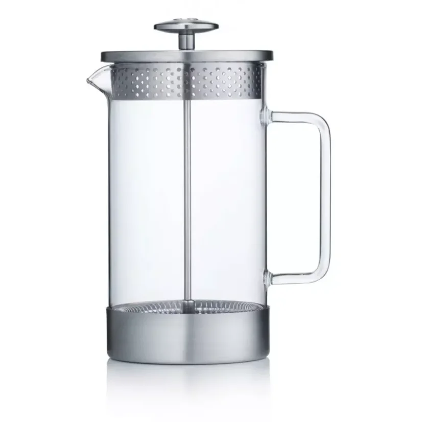 French press Barista & Co Core Coffee Press Steel de 1000 ml en couleur argentée, avec un filtre fin pour une préparation de café de qualité.