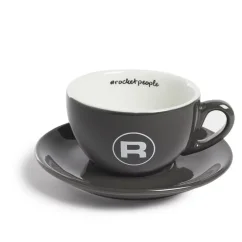 Rocket Espresso cup with saucer rocketpeople 210 ml, dark gray