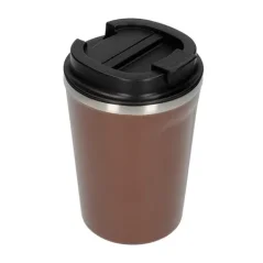 Brauner Thermobecher Asobu Cafe Compact mit einem Volumen von 380 ml, aus Kunststoff gefertigt, ideal für unterwegs.