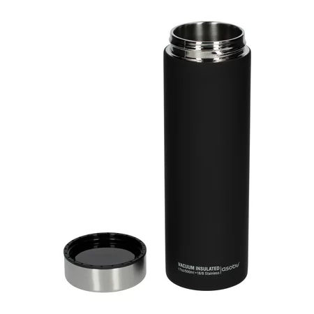 Asobu Le Baton 500 ml de couleur argentée, thermos en plastique léger adapté pour voyager.