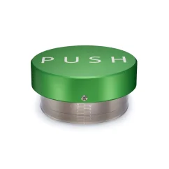 Espresso-Push-Tamper 58,5 mm in grüner Farbe.