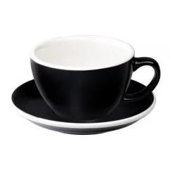 Black porcelain cup and saucer for cafe latte by Loveramics with a capacity of 300 ml.