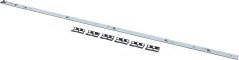 LED-Sträif 645 mm op engem Metallprofil mat enger Rei kleng LED-Diode a Plastik-Montageklammeren.