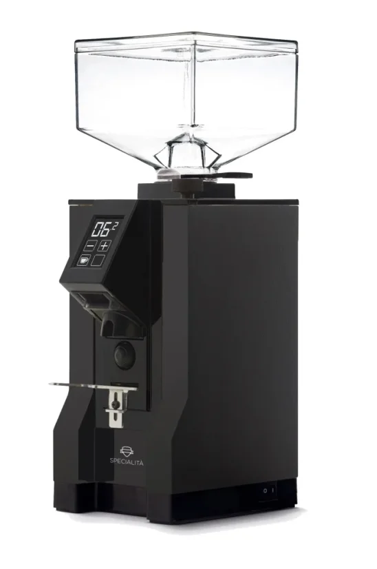 Eureka Mignon Specialita 15BL espresso coffee grinder in elegant black, made in Italy, guarantees precise coffee grinding.