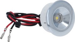 LED Luucht, ronn verchromte Hülls mat enger kloerer Lens a zwee Dréit mat Steckverbinder