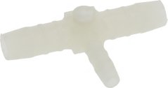 T-Schlauchstutzen mat Reduktioun, wäiss Plastiks-Schlauchverbindung a T-Form T-Schlauchstutzen mat Reduktioun, wäiss Plastiks-Schlauchverbindung a T-Form