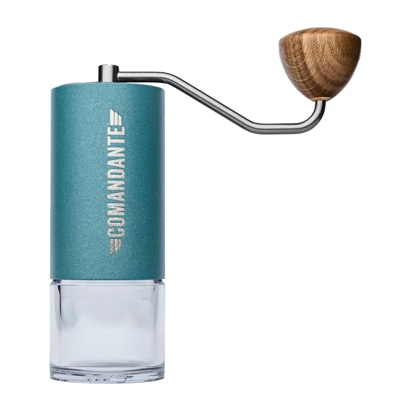 Comandante C40 manual coffee grinder in Alpine Lagoon color.