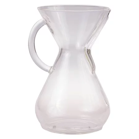 Glass Chemex with a handle and a capacity of 1200 ml, ideal for brewing filtered coffee.