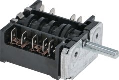 Rotary schalter 0–1 Positioun UNIVERSAL, schwaarze Plastik-Dréischalter mat fënnef Konnektorstëft vir, dräi uewen an enger véiereckeger Welle Rotary schalter 0–1 Positioun UNIVERSAL, schwaarze Plastik-Dréischalter mat fënnef Konnektorstëft vir, dräi uewen an enger véiereckeger Welle