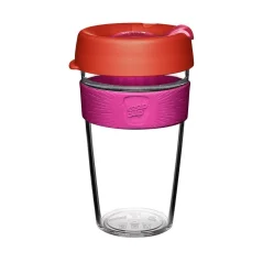 Copo térmico transparente KeepCup Original Clear Daybreak L 454 ml, feito de plástico, ideal para viajar.