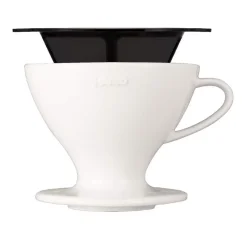 Ceramic coffee dripper Hario W60-02 in white, designed for lovers of quality coffee.