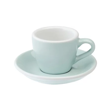 Šálka a podšálka na espresso Loveramics Egg v farbe River Blue, vyrobené z porcelánu, s objemom 80 ml.