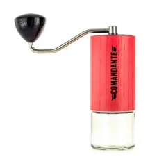 Manual coffee grinder Comandante C40 MK3 Nitro Blade Red Sonja, noted for its compact size, ideal for home use.