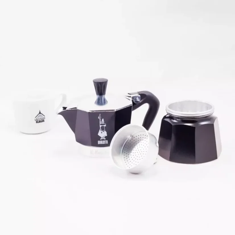 Cafetière Moka Expresso En Aluminium 3 Tasses Avec Poignée En Bois - Modèle Blanc Lait 150 Ml