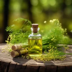 Glass bottle with 100% natural dill essential oil, volume 10 ml. Glass bottle with 100% natural dill essential oil, volume 10 ml.