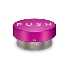 Clockwork Espresso Push Tamper 58.5 mm in pink color.