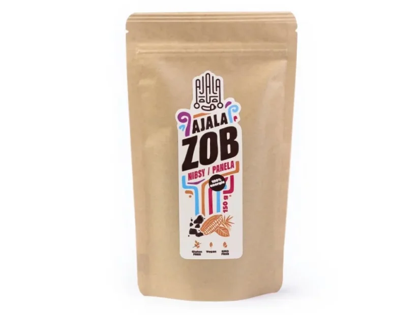 Czekolada Ajala Zob z zawartością nibsów i panela cukru w opakowaniu 150 g.