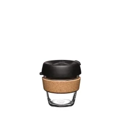 Termohrnček KeepCup Brew Cork Black XS s objemom 177 ml, vhodný do mikrovlnnej rúry, ideálny na cestovanie.