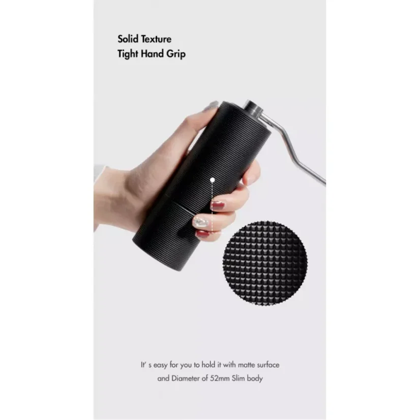 The Timemore C3 PRO manual coffee grinder in black is perfect for preparing alternative coffee methods, providing precise grinding for a perfect taste.